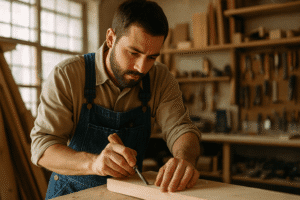 Artisan concentré dans son atelier